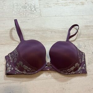 Victoria’s Secret Purple Metallic Lace Body by Victoria Pushup Bra 34DD